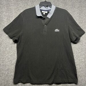 Lacoste Mens Polo Shirt Black Cotton Blend Regular Fit Size XL‎